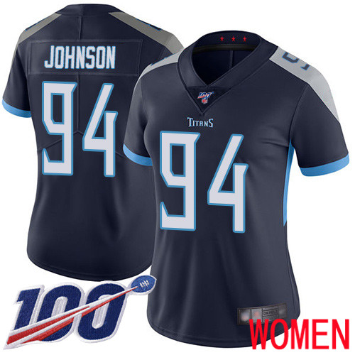 Tennessee Titans Limited Navy Blue Women Austin Johnson Home Jersey NFL Football #94 100th Season Vapor Untouchable